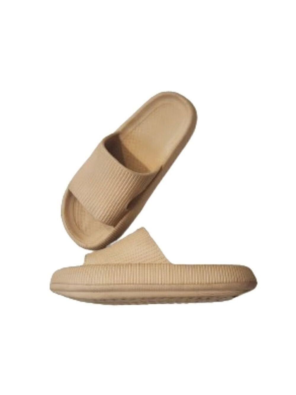 Unisex Beige Platform Slide Sandals Waterproof